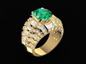 corea amortiguar diamante anillo hombres 03 joyería joya moda accesorios oro hombre diseño hong kong anillos 3d print model - Mito3D
