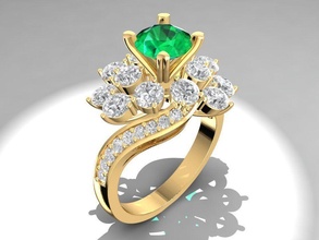 hongkong diamond ring women 1090 jewelry fashion accessories gold woman design fengshui rings 3d print model - Mito3D