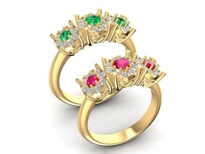 hongkong diamond ring women 1777 jewelry fashion accessories gold woman design fengshui rings 3d print model - Mito3D