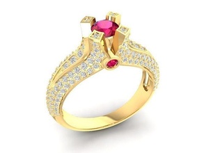 hongkong diamond ring women 724 jewelry fashion accessories gold woman design rings 3d print model - Mito3D