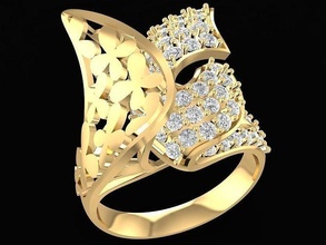 hongkong diamond women ring 2854 jewelry fashion accessories gold woman design rings 3d print model - Mito3D