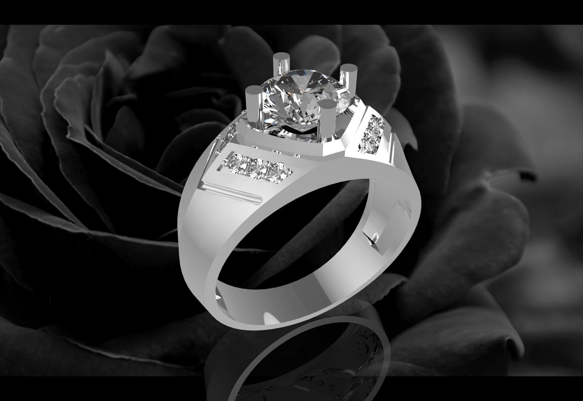 hong kong lujo diamante anillo hombres 648 joyería joya moda accesorios oro hombre diseño feng shui anillos 3D print model - Mito3D