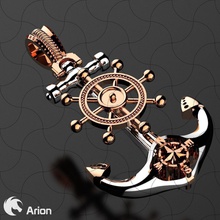 anchor pendant nautical star rudder hook gold silver luxury jewel rope jewelry man pendants 3d print model - Mito3D
