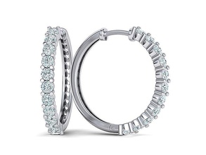 cerceau diamant boucles d'oreilles 3dmodel 21mm taille imprimable boucle d'oreille bijoux diamants brillant etats unis canada israël gemme éclat délicat cire goujat 3d print model - Mito3D