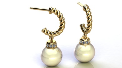 hoop earring diamonds pearl gold precious luxury jewelry jewel printable gem brilliant jewellery yurman diamond fashion beauty platinum shining modern design elegant hanging earrings 3d print model - Mito3D
