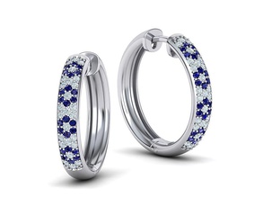 hoop earrings 22mm diamond 3dmodel fashion diamonds printable jewelry earring women usa canada europe mexico uk hoope round 3d 3d print model - Mito3D