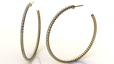 aro pendientes pavimentar diamantes joyería joya precioso lujo oro imprimible arete moda belleza diamante yurman brillante moderno diseño contemporáneo plata 3d print model - Mito3D