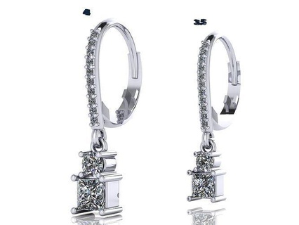 cerchio orecchini giro Principessa fascino orecchino gioiello gioielleria diamante diamanti tagliare moda design dichiarazione oro stampabile gemma lusso 3d print model - Mito3D