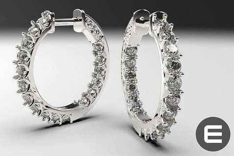 hoop eternity earrings 18mm dia 2mm stones 3d model round rings jewelry diamond luxury royal printable platinum stunning usa canada australia mexico israel high 3dmodel earring fashion 3d print model - Mito3D