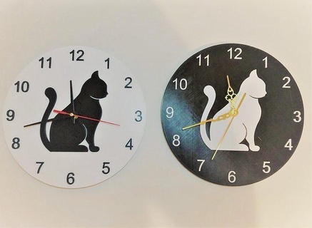 horloge chat clock time cat animal wall art design house decor 3d print model - Mito3D