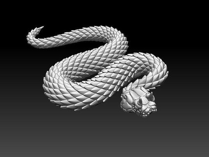 cuernos víbora serpiente lagartija cobra veneno mordedura infinito impresión Arte esculturas cascabel tipo venenosa uroboros 3d print model - Mito3D