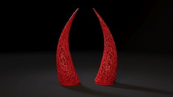 horns horned voronoi decorative halloween decor decoration art general geometric shape 3d print model - Mito3D