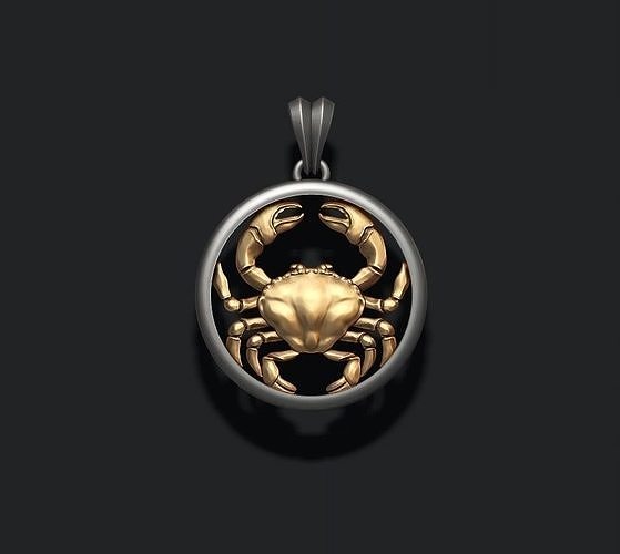 horoscope cancer pendentif crabe gemmes bijou bijoux collier colliers obj imprimable rhinocéros argent stl zbrush zodiaque zodiak pendentifs scorpion 3D print model - Mito3D