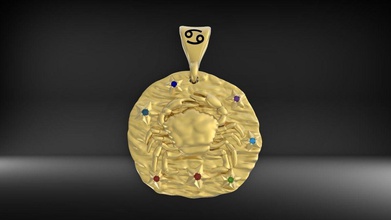 horoscope cancer pendant jewelry zodiak astrological signs astrolog astro mysticism sun gems pendants twin twins jewellery ring decoration gold zodiac silver necklaces 3d print model - Mito3D