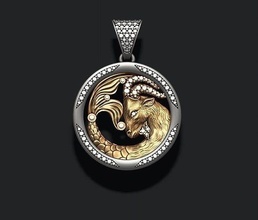 horoscope capricorn pendant gems capricornio goat gold jewel jewellery jewelry necklace printable silver zbrush zodiac sculpt zodiak astrological sign gem art pendants 3d print model - Mito3D