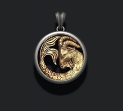 horoscope capricorn pendant capricornio goat gold jewel jewellery jewelry necklace printable silver zbrush zodiac sculpt zodiak astrological sign gem art pendants 3d print model - Mito3D