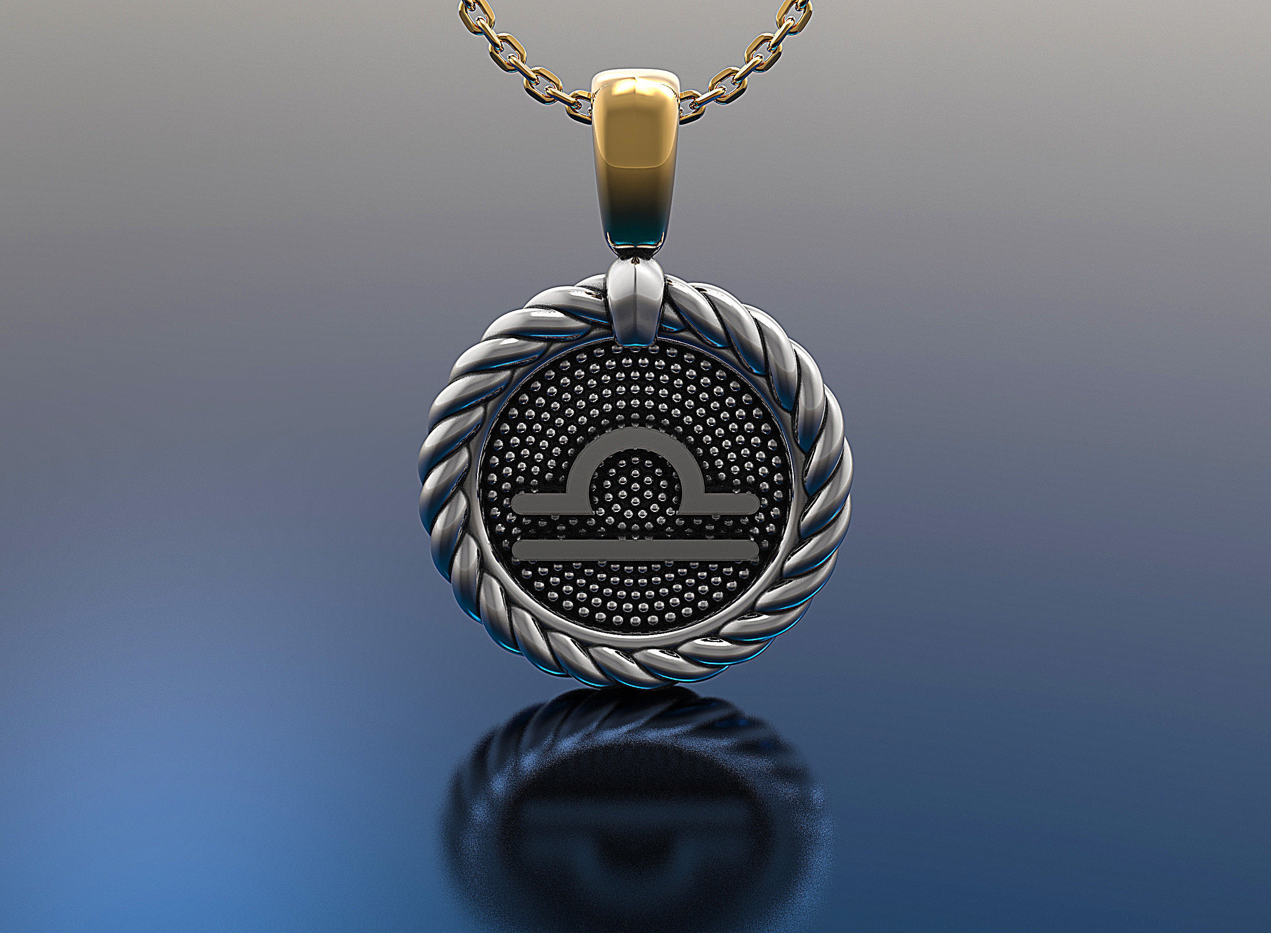 horoscope pendentif bijoux platine luxe brillant chrome chaîne rétro Collier Entreprise lustre argent gemme diamant bague or fixation pendentifs 3D print model - Mito3D