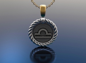 horoscope pendentif bijoux platine luxe brillant chrome chaîne rétro Collier Entreprise lustre argent gemme diamant bague or fixation pendentifs 3d print model - Mito3D
