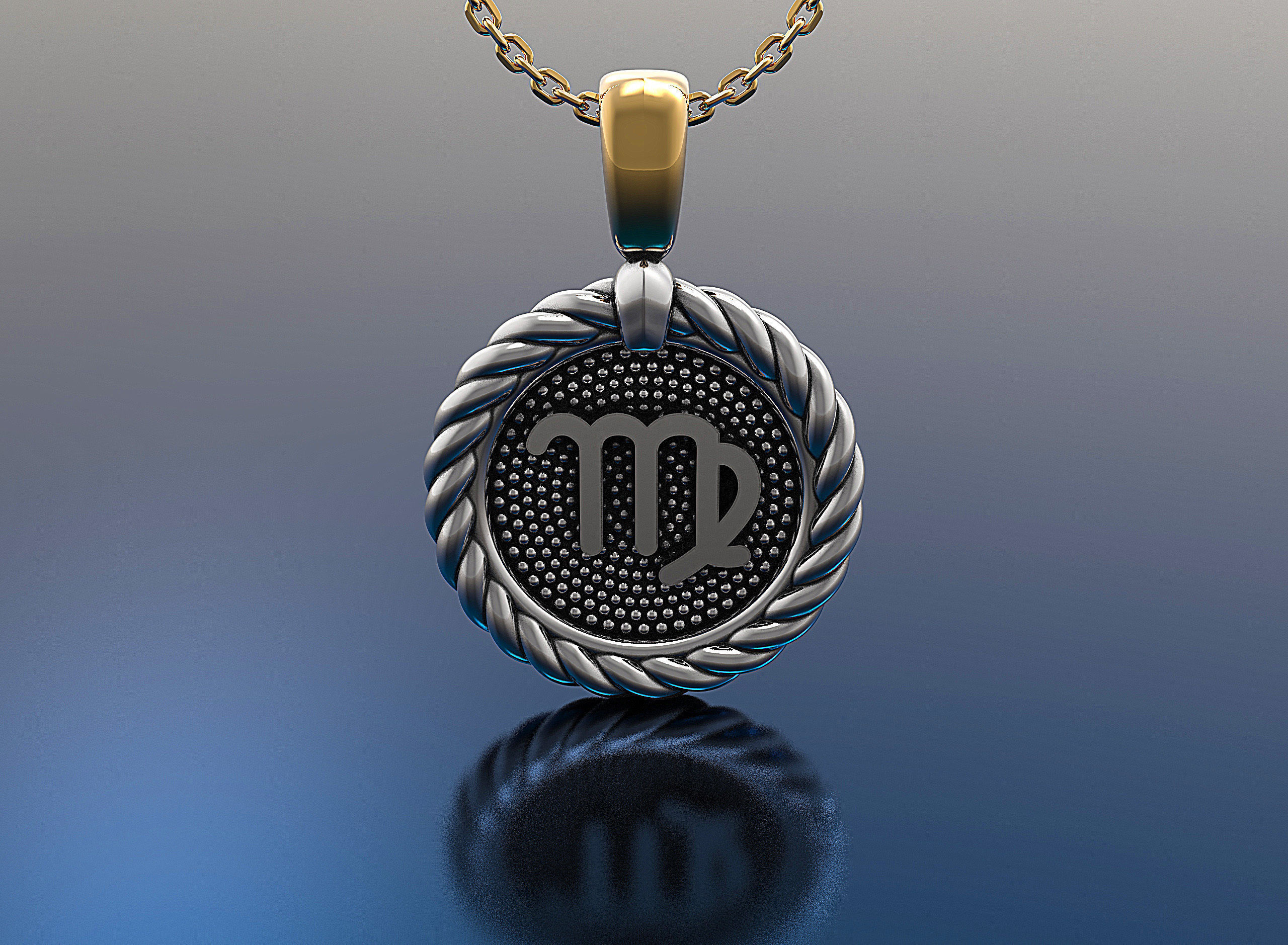 horoscope pendant luster zodiac necklace interior design astrological sign gold silver jewel plat platinium rhinoceros 14k scorpio virgo printable gem jewelry pendants 3D print model - Mito3D