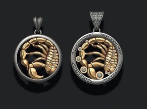 horoscope scorpion pendentifs pack 3d gemmes or bijou bijoux collier colliers pendentif imprimable argent zbrush zodiaque zodiak astrologique signe 3d print model - Mito3D