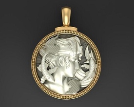 horoscope zodiac sign pisces pendant jewelry astrology pendants printable necklace silver jeweler jewel astrological woman men man girl fish 3d print model - Mito3D