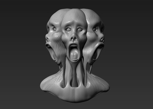de horror com a cabeça arte monstro criatura feio sepultura mortos zumbi demônio túmulo cemitério assustador esculturas 3d print model - Mito3D