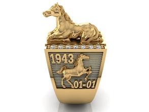 Pferd-ring 1 Schmuck ring gold Mode-ring Mann Pferd Tier Ringe 3d print model - Mito3D