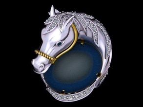 Pferd-ring 2 Schmuck ring gold Mode-ring Tier Mann Ringe 3d print model - Mito3D
