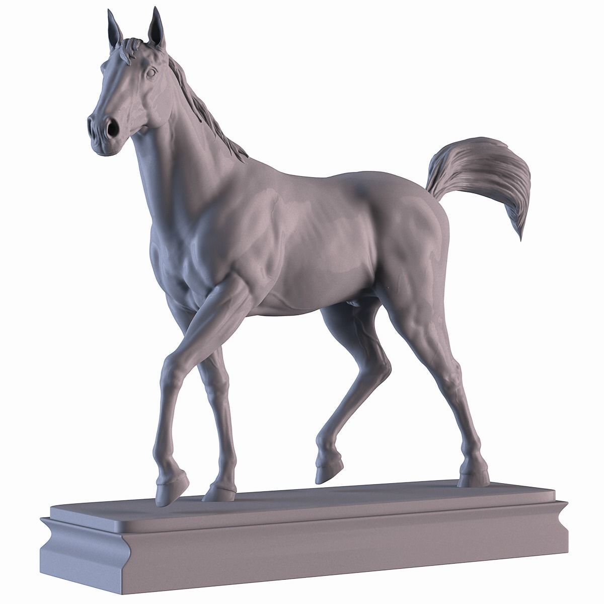 cheval statue animal sculpture imprimable miniature décor argent ferme nature cow boy ouest résine or moule collectionner art sculptures 3D print model - Mito3D