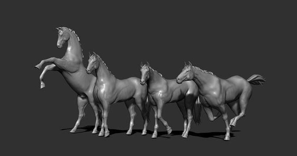caballo semental impresión 3dprint animal pose 3dart escultura imprimible montando Arte esculturas 3d print model - Mito3D