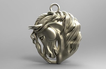 cheval 3 pendentif bijoux bijou art animal licorne gemme diamant bague pendentifs 3d print model - Mito3D