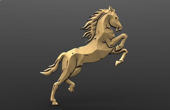 cheval de bas-relief bas un soulagement la cnc art mode routeur animal pegasus sculptures 3d print model - Mito3D