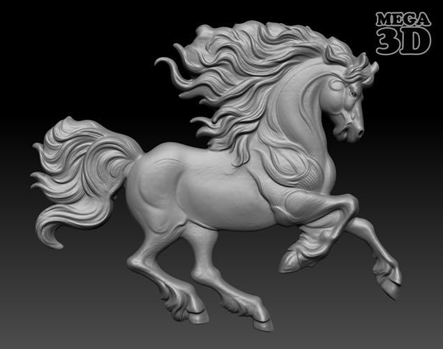 cavallo bas sollievo 240510 11 animale cnc stampa arredamento fresatura gioielleria artcam arte incisione scolpito bassorilievo lavorazione legno walldecor sculture 3D print model - Mito3D