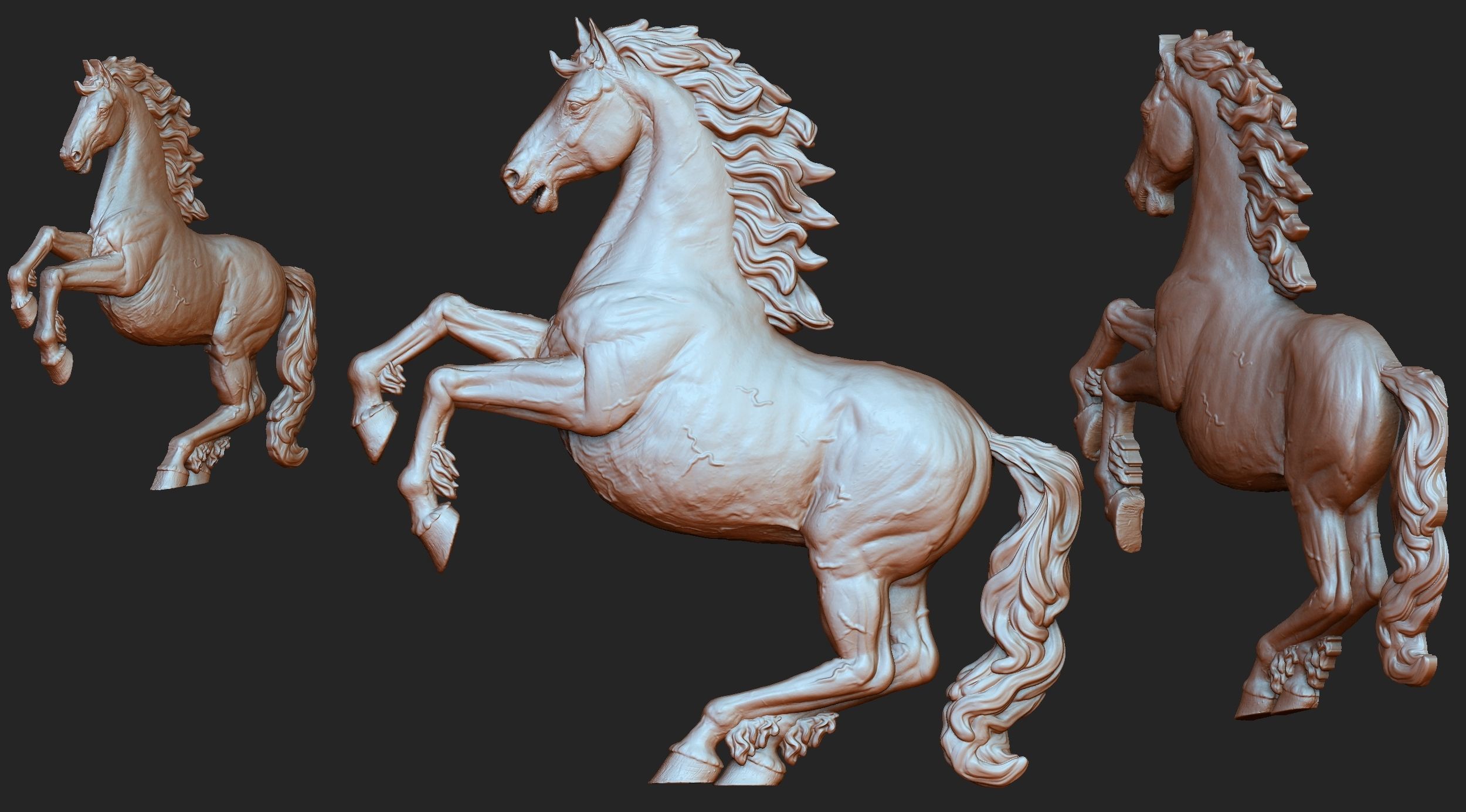 pferd basrelief modell 3d drucken or miling bas linderung realismus anhänger schmuck souvenir horsestandpose skulptur zbrush realsiticsculpture tier spielzeug statue cowboy realistisch 3D print model - Mito3D