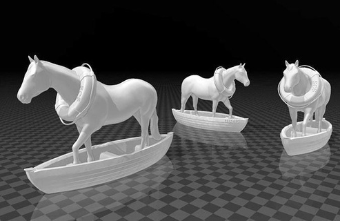 cavallo barca scultura arte figurina arredamento statua animale premio desing creativo stl file unico sculture 3d print model - Mito3D