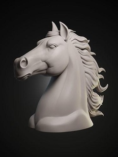 Pferd Büste Skulptur Kunst Statue Tier Schach muskulös Hengst Zahl Porträt Kopf Skulpturen 3d print model - Mito3D