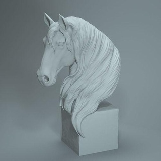 Pferd Büste 01a Tier Kreatur Skulptur 3dprint 3dprinting Porträt Kunst Skulpturen 3d print model - Mito3D