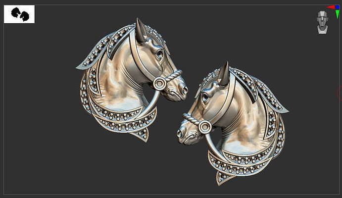horse charm pendant earring cufflink animal mammal jewel silver printable figure unique vintage farm sculpture statue engagem gold jewelry cufflinks 3d print model - Mito3D