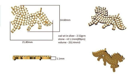 horse diamond pendant jewellery animal jewelry printable cad cam silver white vastu sterling gold necklace antique diamonds pendants 3d print model - Mito3D