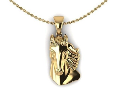 horse face pendant ring jewelry silver gold diamond horse pendants  3d print model - Mito3D