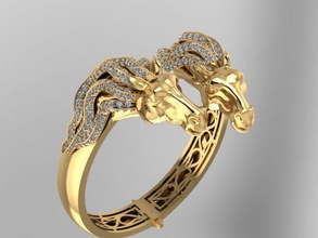 horse face precious bangle bracelet jewelry jewelery animal wristband fashion challenge bracelets 3d print model - Mito3D