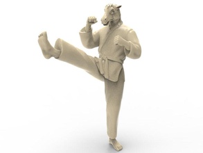 horse kick karate action figure actionfigure character martial super hero human hybird fight toy toys print printable punch art sculptures 3d print model - Mito3D