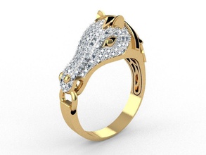 Pferd Herren-gold-ring gold Herren ring Schmuck Luxus bedruckbar ist kostbar Silber 3d 3dprint horsering Ringe 3d print model - Mito3D