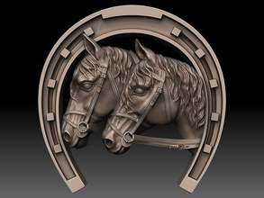 horse head horseshoe symbol animals animal sculpture statue art jewelry pendant fashion decor 3d print model - Mito3D