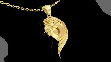cavallo testa criniera pendente gioielleria oro stampabile gioiello platino ciondoli nozze lusso diamante gemma argento engagement vintag animale 3d print model - Mito3D