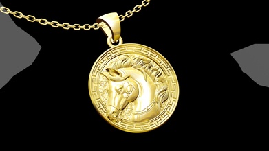 horse head medallion pendant jewelry gold silver printable diamond jewellery jewel wedding pendants animal 3d print model - Mito3D