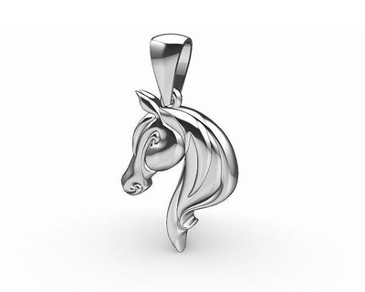 horse head pendant bail horsehead jewellery silver printable castable modern stylized rhino3d customisable scalable necklace jewelry finejewellery pendants 3d print model - Mito3D