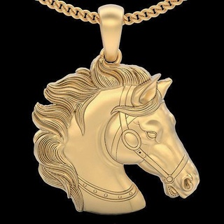 cavalo cabeça pingente prata ouro imprimível joalheria 3d modelo animal escultura zbrush Casamento tendência moda fantasia estátua colar arte pingentes 3d print model - Mito3D