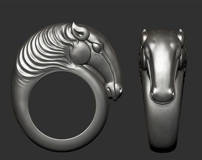 horse head ring animal art jewel jewelry cnc carving printable ornament rings 3d print model - Mito3D