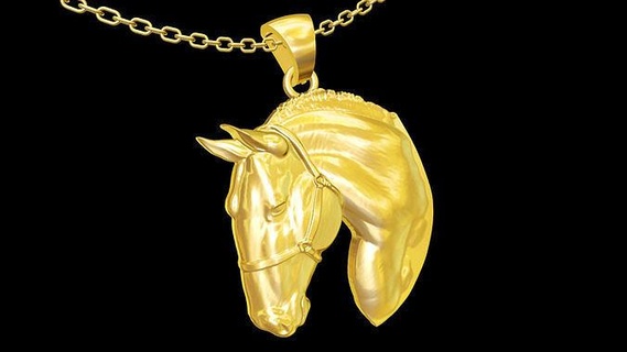horse head statue sculpture pendant jewelry gold animal mammal art nature game cowboy west sculpt jewel pendants 3d print model - Mito3D